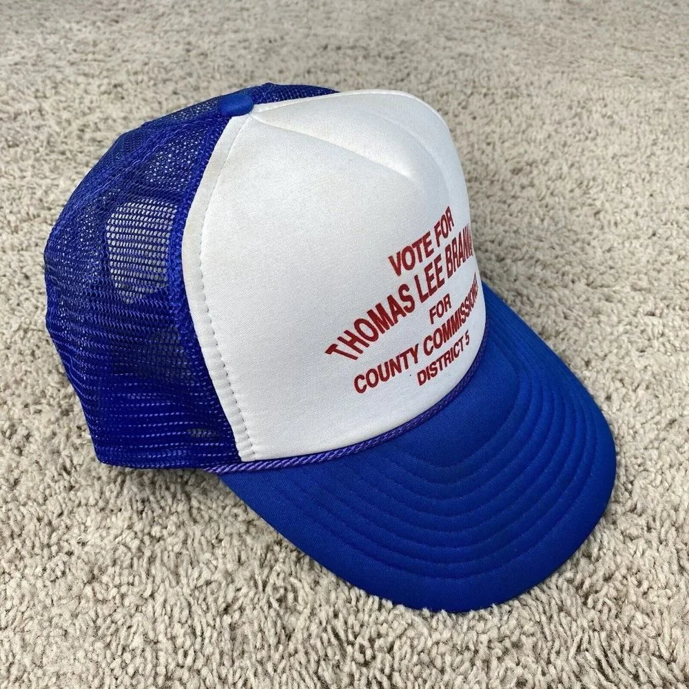 Vtg Nissun Hat Vote Thomas‎ Lee Brannan County Commissioner Trucker Snapback Cap